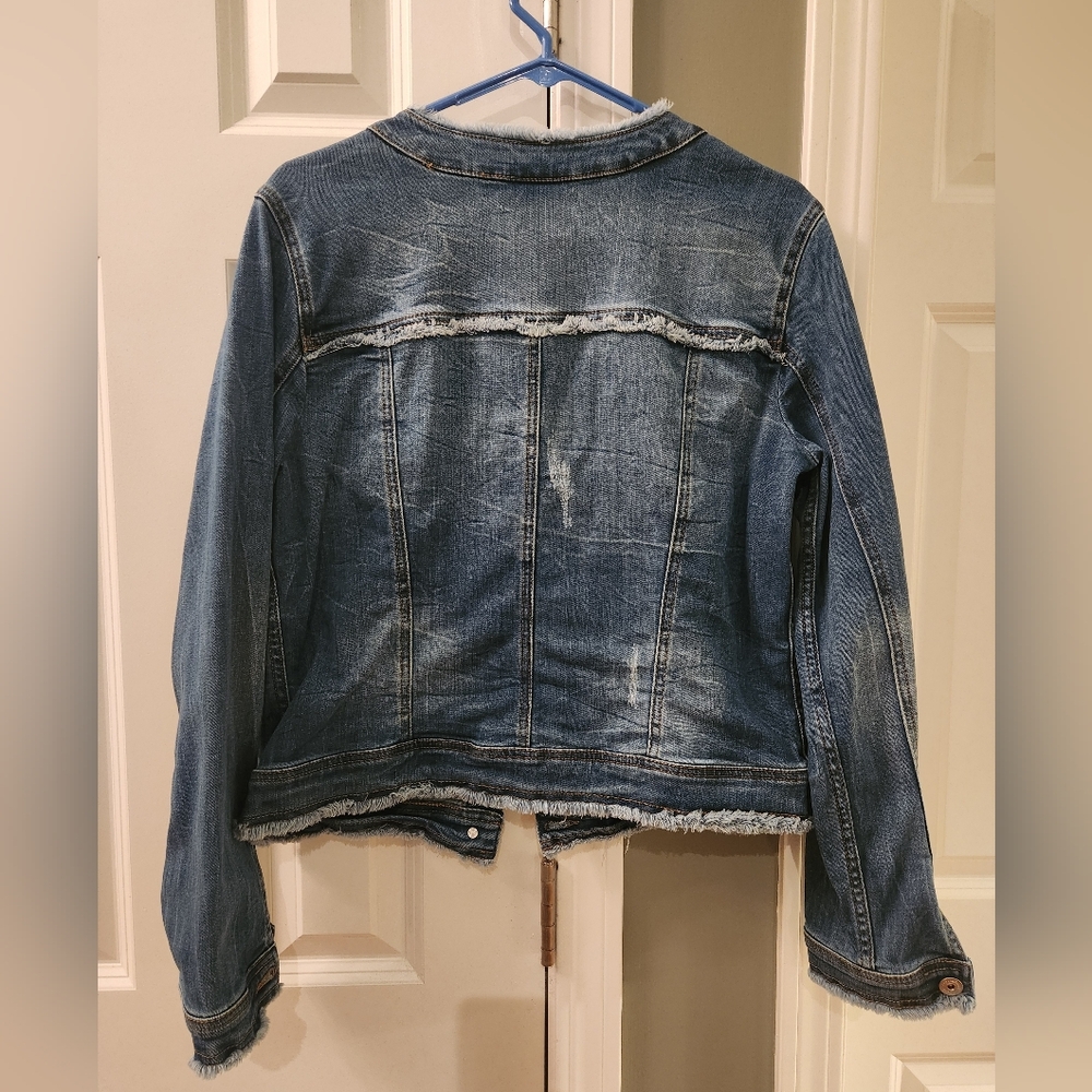 INC International Concepts Distressed Medium Blue Denim Jacket - Picture 6 of 10